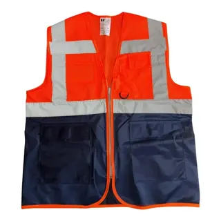 Reflective engineer's vest, orange-navy
